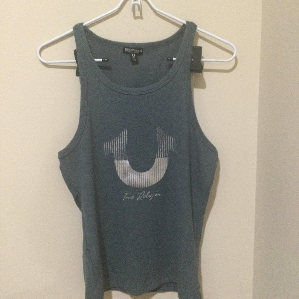 True Religion T Top. Size L. Olive Green. Like new